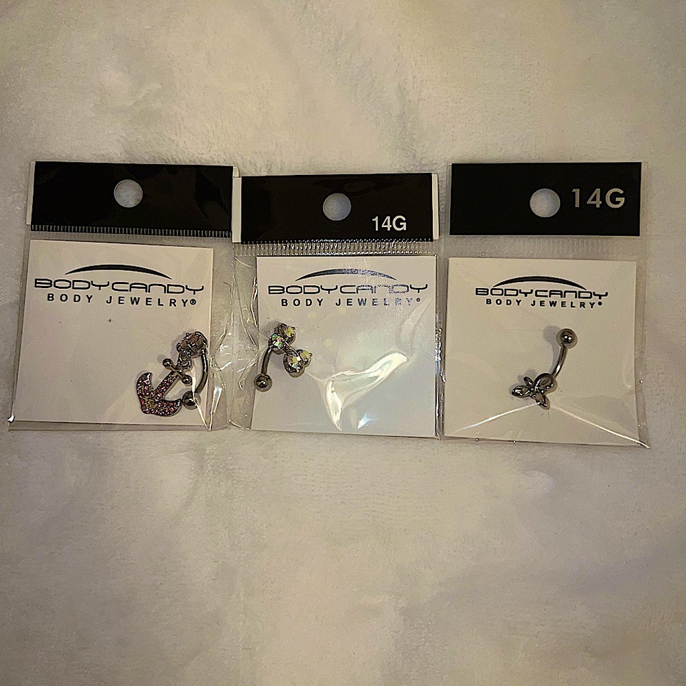 New. Body Candy -Top Mount Belly Rings (14G) Bundle